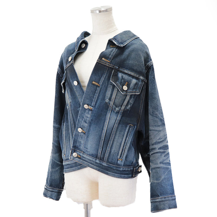 BALENCIAGA Denim Jacket [Outer fabric] 100% cotton [Other fabric] 100% cotton Navy Women 34 Used Authentic