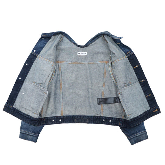 BALENCIAGA Denim Jacket [Outer fabric] 100% cotton [Other fabric] 100% cotton Navy Women 34 Used Authentic