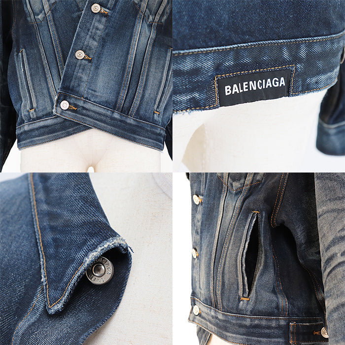BALENCIAGA Denim Jacket [Outer fabric] 100% cotton [Other fabric] 100% cotton Navy Women 34 Used Authentic