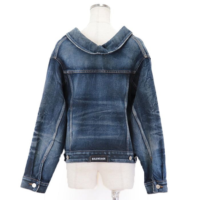 BALENCIAGA Denim Jacket [Outer fabric] 100% cotton [Other fabric] 100% cotton Navy Women 34 Used Authentic