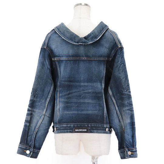 BALENCIAGA Denim Jacket [Outer fabric] 100% cotton [Other fabric] 100% cotton Navy Women 34 Used Authentic