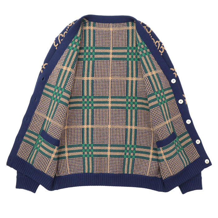GUCCI cardigan [Outer material] 97% wool, 2% nylon Navy beige green mens L Used Authentic