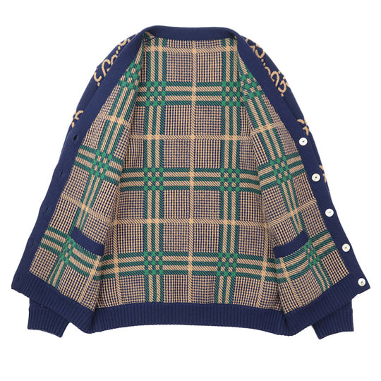 GUCCI cardigan [Outer material] 97% wool, 2% nylon Navy beige green mens L Used Authentic