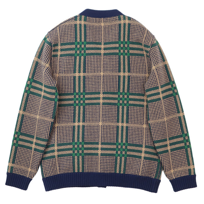 GUCCI cardigan [Outer material] 97% wool, 2% nylon Navy beige green mens L Used Authentic