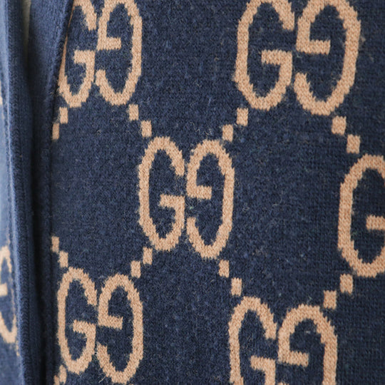 GUCCI cardigan [Outer material] 97% wool, 2% nylon Navy beige green mens L Used Authentic