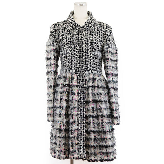 CHANEL coat Silk 87%, Polyamide 9%, Acrylic 60%, Silk 15%, Nylon 15%, Wool 10% [Lining] Silk 86%, Elastane 14% multicolor Women 36 Used Authentic