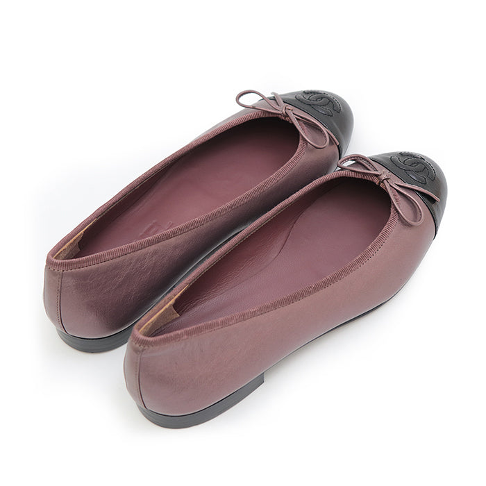 CHANEL pumps Lamb leather Metallic purple ballerina Flat Bicolor Captue COCO Mark Women 35 2/1 C Used Authentic