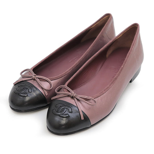 CHANEL pumps Lamb leather Metallic purple ballerina Flat Bicolor Captue COCO Mark Women 35 2/1 C Used Authentic