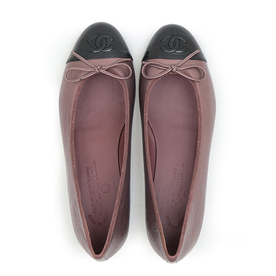 CHANEL pumps Lamb leather Metallic purple ballerina Flat Bicolor Captue COCO Mark Women 35 2/1 C Used Authentic