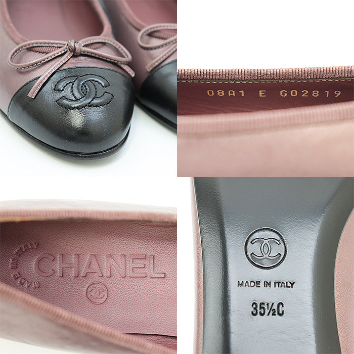 CHANEL pumps Lamb leather Metallic purple ballerina Flat Bicolor Captue COCO Mark Women 35 2/1 C Used Authentic