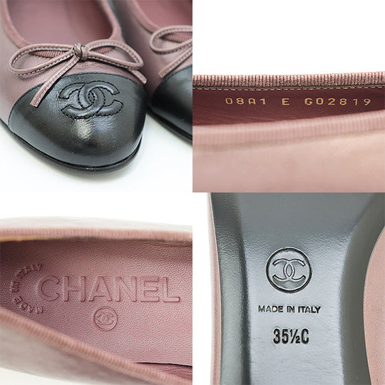 CHANEL pumps Lamb leather Metallic purple ballerina Flat Bicolor Captue COCO Mark Women 35 2/1 C Used Authentic