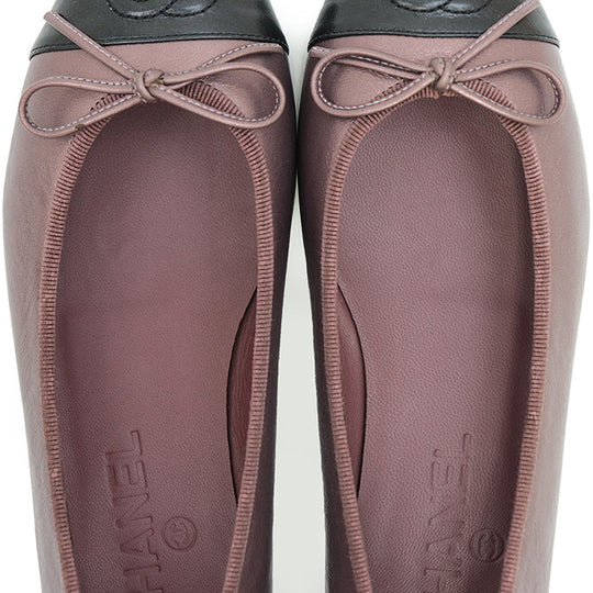 CHANEL pumps Lamb leather Metallic purple ballerina Flat Bicolor Captue COCO Mark Women 35 2/1 C Used Authentic
