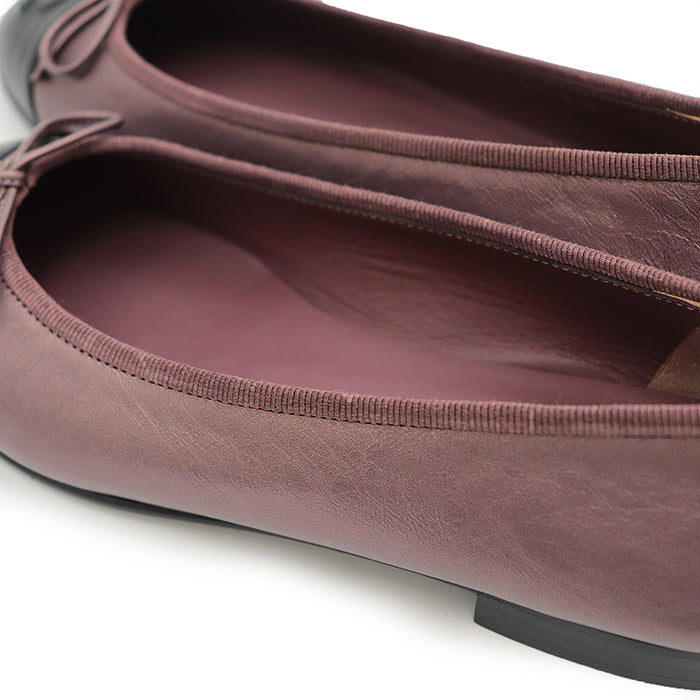 CHANEL pumps Lamb leather Metallic purple ballerina Flat Bicolor Captue COCO Mark Women 35 2/1 C Used Authentic