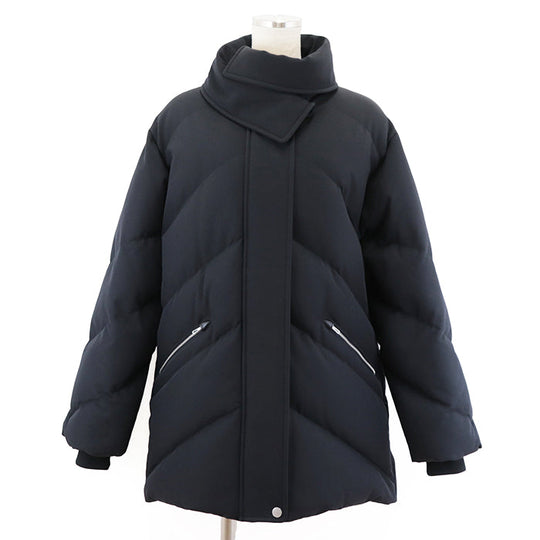 HERMES Blouson [Outer material] 100% nylon; [Lining] 98% polyester, 10% feather; [Filling] 90% down, 10% feather; [Leather part] Sheepskin% black Women 34 Used Authentic