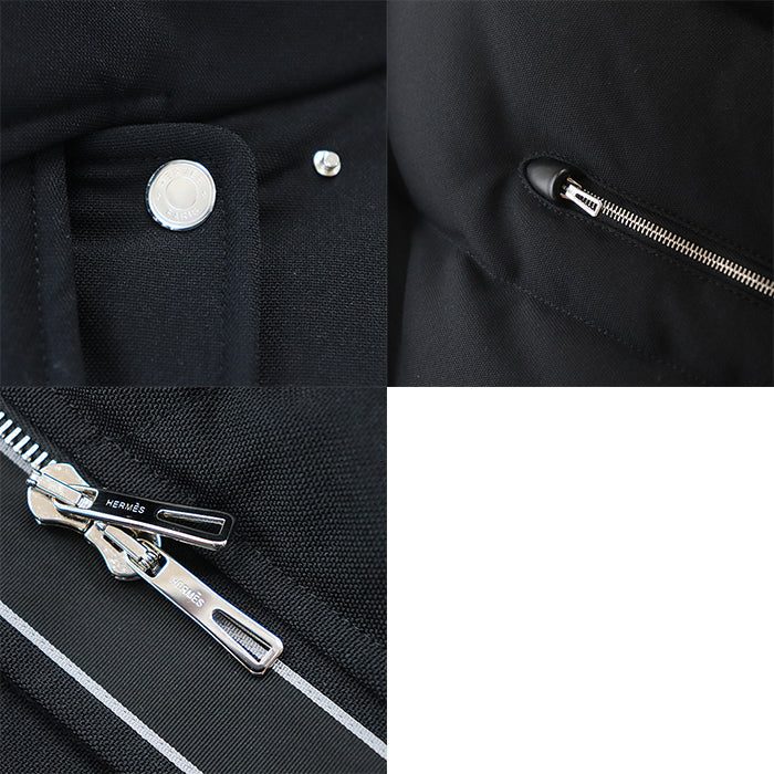 HERMES Blouson [Outer material] 100% nylon; [Lining] 98% polyester, 10% feather; [Filling] 90% down, 10% feather; [Leather part] Sheepskin% black Women 34 Used Authentic