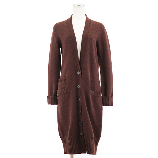 HERMES cardigan Cashmere 100% Brown Women SM Used Authentic