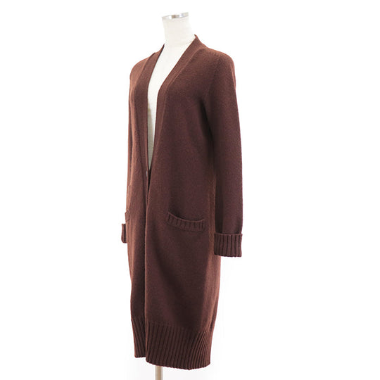 HERMES cardigan Cashmere 100% Brown Women SM Used Authentic