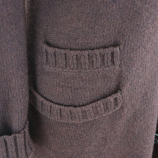 HERMES cardigan Cashmere 100% Brown Women SM Used Authentic