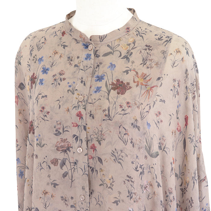 Christian Dior blouse 100% silk Brown beige Women 40 Used Authentic