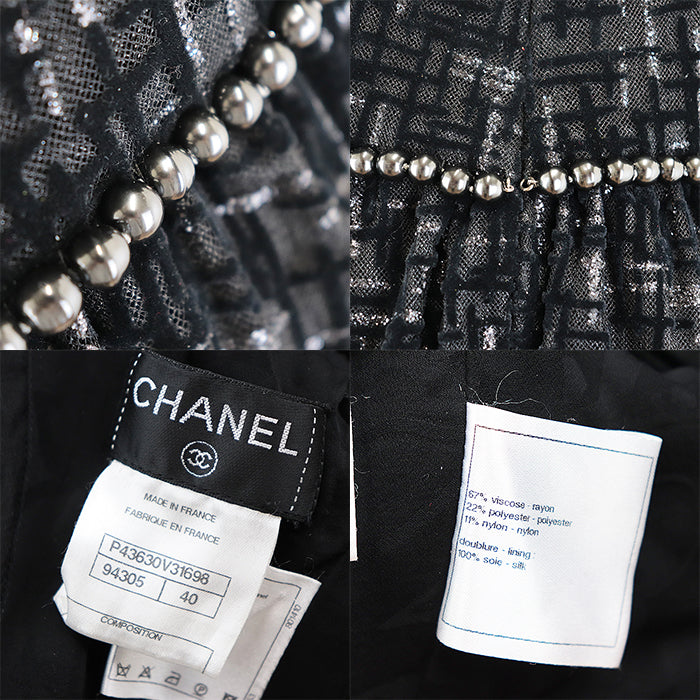 CHANEL one piece 67% viscose, 22% polyester [lining] 100% silk black Women 40 Used Authentic