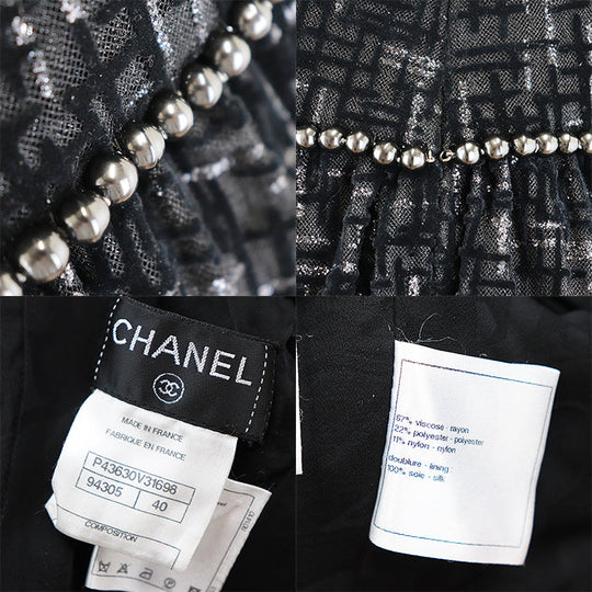 CHANEL one piece 67% viscose, 22% polyester [lining] 100% silk black Women 40 Used Authentic