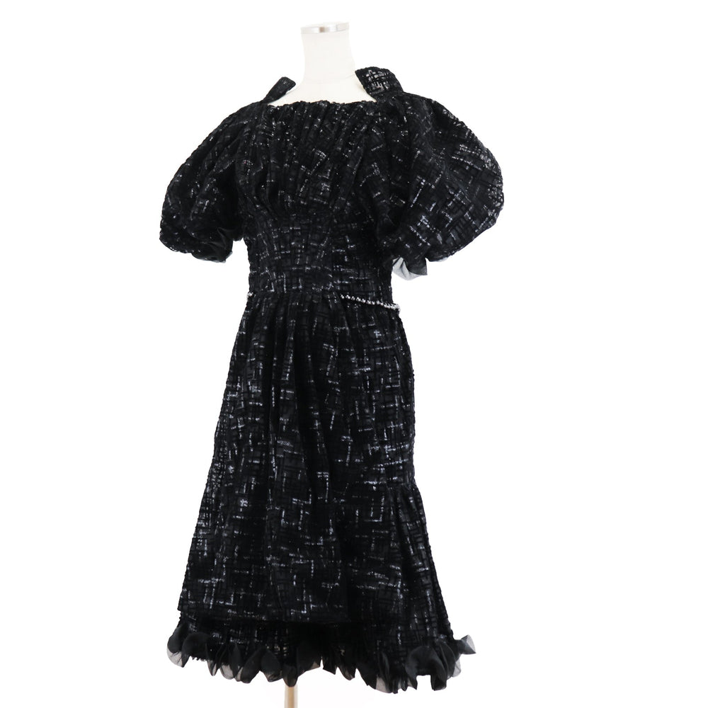 CHANEL one piece 67% viscose, 22% polyester [lining] 100% silk black Women 40 Used Authentic