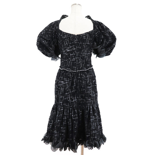 CHANEL one piece 67% viscose, 22% polyester [lining] 100% silk black Women 40 Used Authentic