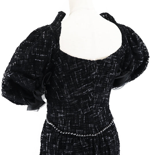 CHANEL one piece 67% viscose, 22% polyester [lining] 100% silk black Women 40 Used Authentic