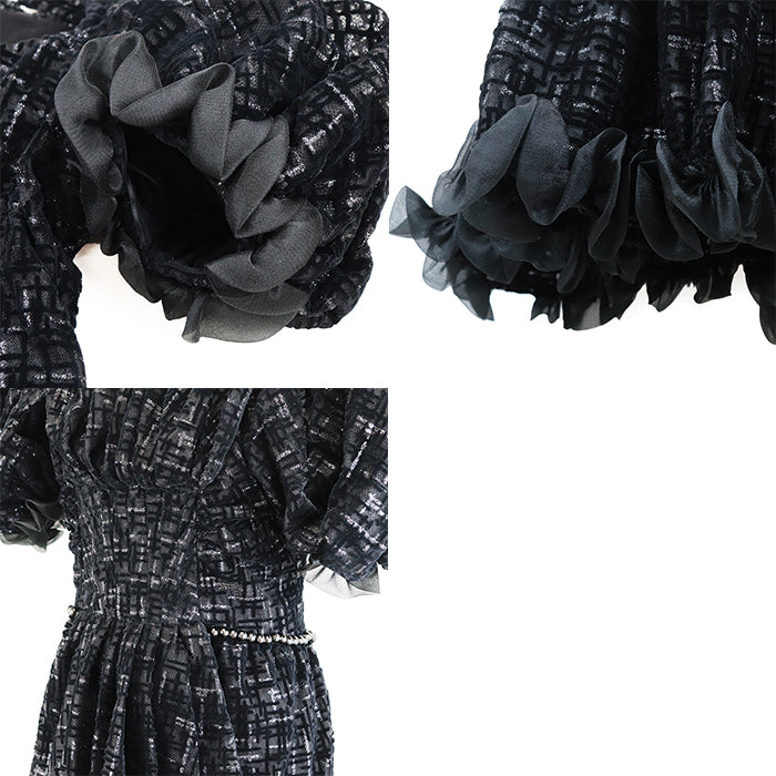 CHANEL one piece 67% viscose, 22% polyester [lining] 100% silk black Women 40 Used Authentic
