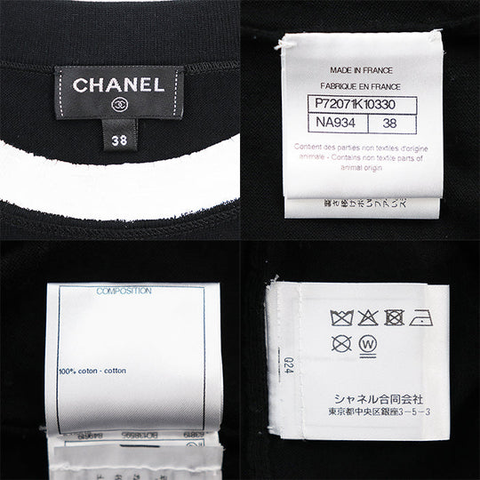 CHANEL Cut cotton 100% Black White Women 38 Used Authentic