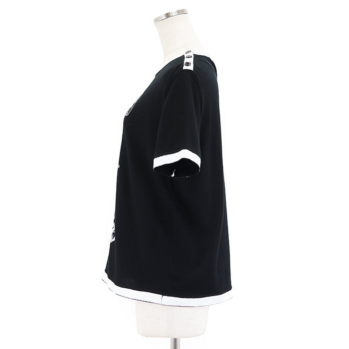 CHANEL Cut cotton 100% Black White Women 38 Used Authentic