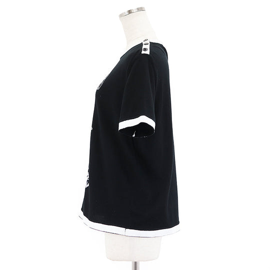 CHANEL Cut cotton 100% Black White Women 38 Used Authentic