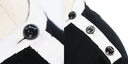 CHANEL Cut cotton 100% Black White Women 38 Used Authentic
