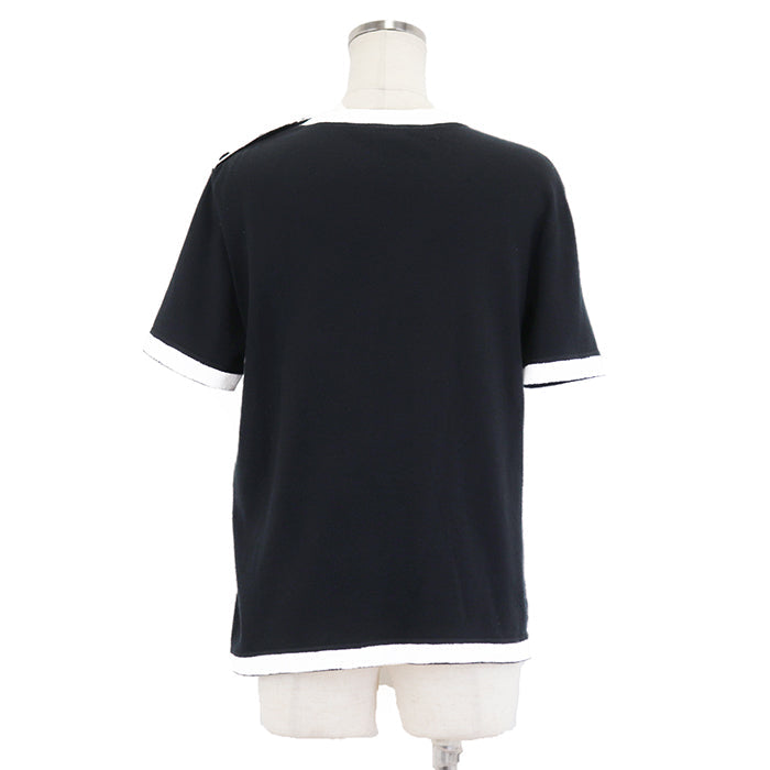 CHANEL Cut cotton 100% Black White Women 38 Used Authentic