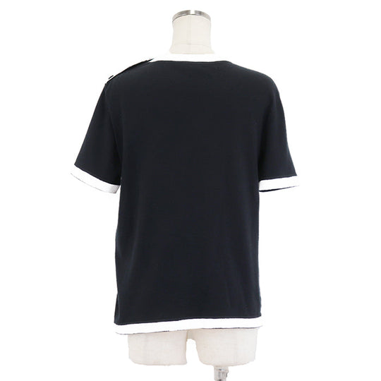 CHANEL Cut cotton 100% Black White Women 38 Used Authentic