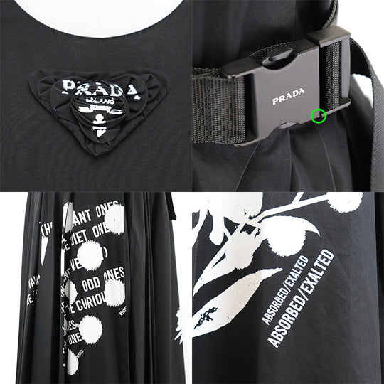 PRADA one piece cotton 100% black Women 36 Used Authentic