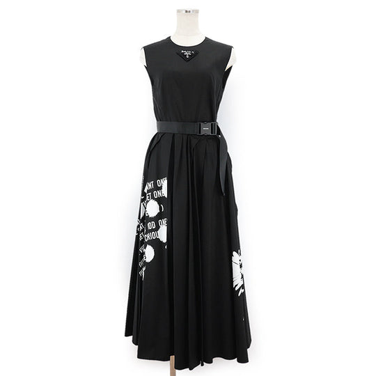 PRADA one piece cotton 100% black Women 36 Used Authentic