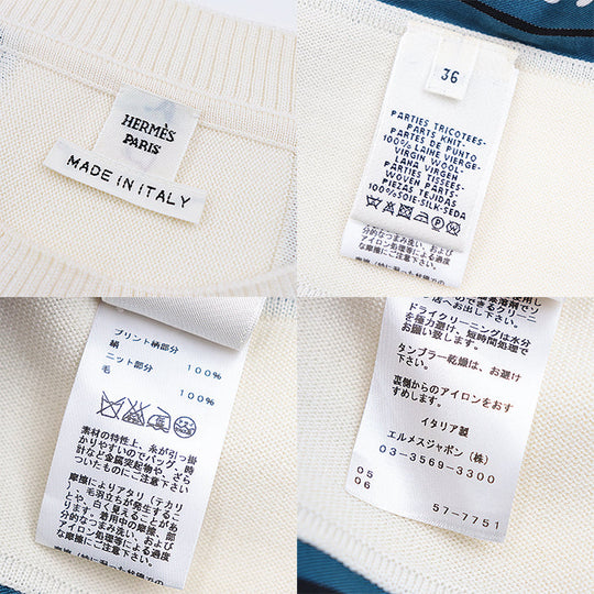 HERMES one piece 100% silk, 100% wool blue Women 36 Used Authentic