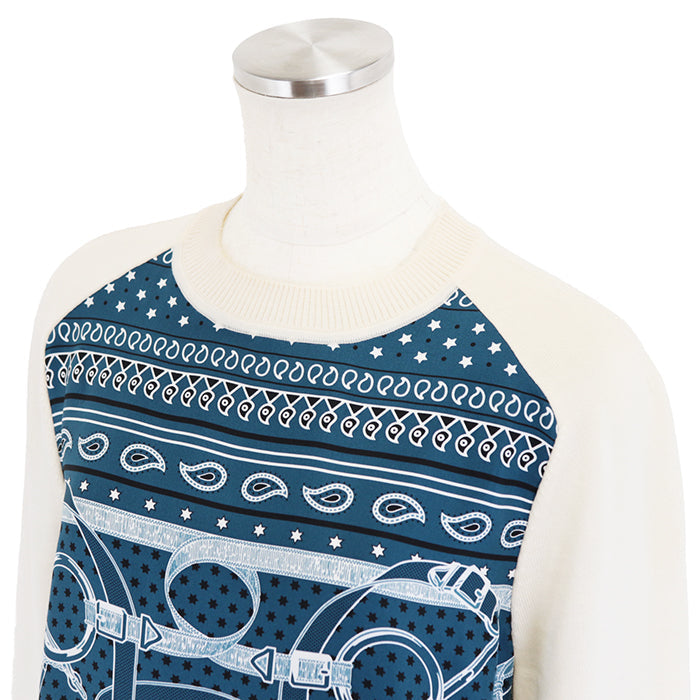 HERMES one piece 100% silk, 100% wool blue Women 36 Used Authentic