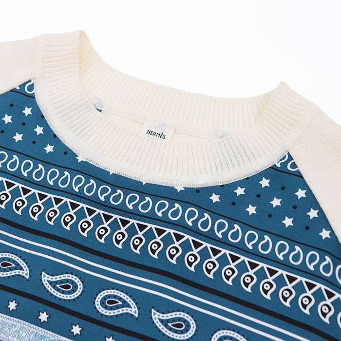 HERMES one piece 100% silk, 100% wool blue Women 36 Used Authentic