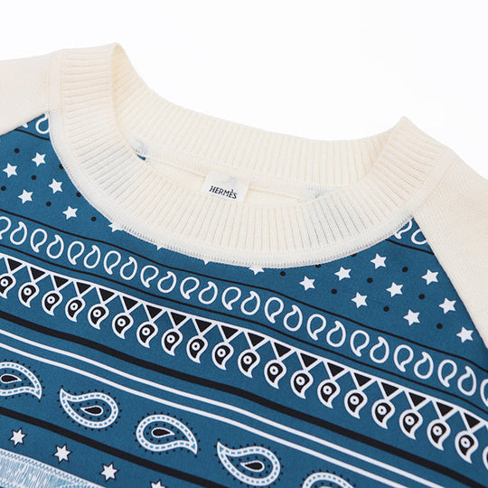 HERMES one piece 100% silk, 100% wool blue Women 36 Used Authentic