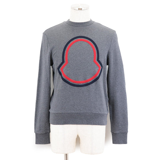 MONCLER sweat 100% cotton, embroidered part: 100% polyester [Rib] 90% cotton, 10% polyurethane gray mens S Used Authentic