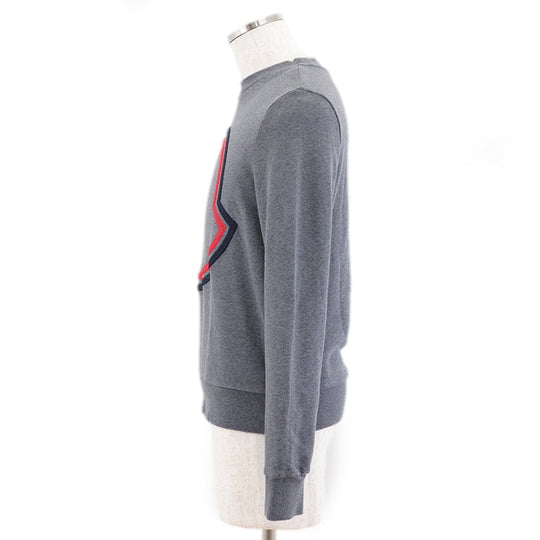 MONCLER sweat 100% cotton, embroidered part: 100% polyester [Rib] 90% cotton, 10% polyurethane gray mens S Used Authentic