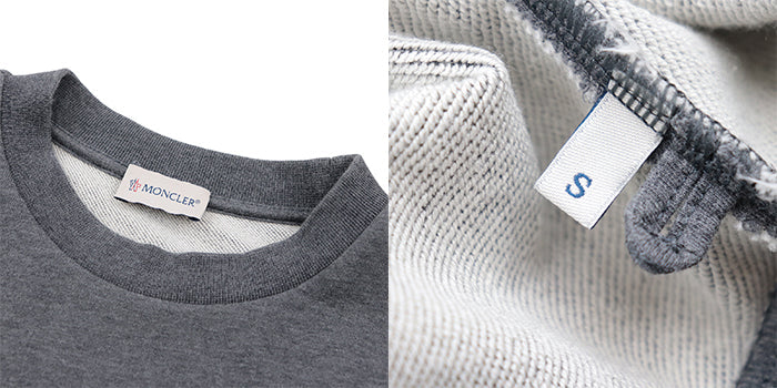 MONCLER sweat 100% cotton, embroidered part: 100% polyester [Rib] 90% cotton, 10% polyurethane gray mens S Used Authentic