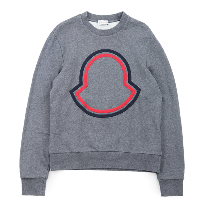 MONCLER sweat 100% cotton, embroidered part: 100% polyester [Rib] 90% cotton, 10% polyurethane gray mens S Used Authentic