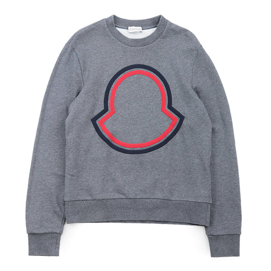 MONCLER sweat 100% cotton, embroidered part: 100% polyester [Rib] 90% cotton, 10% polyurethane gray mens S Used Authentic