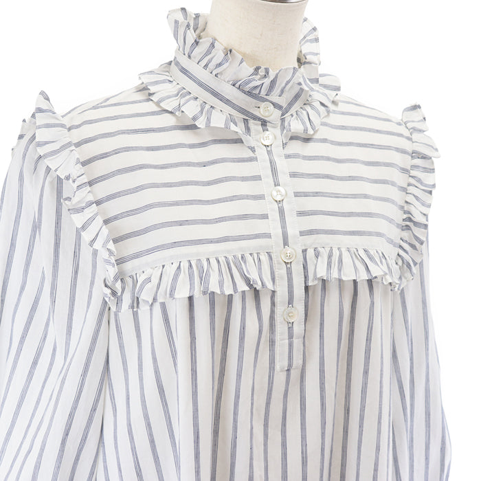 CELINE one piece [Outer material] 50% cotton, 50% linen [Lining] 100% cotton White blue Women 38 Used Authentic
