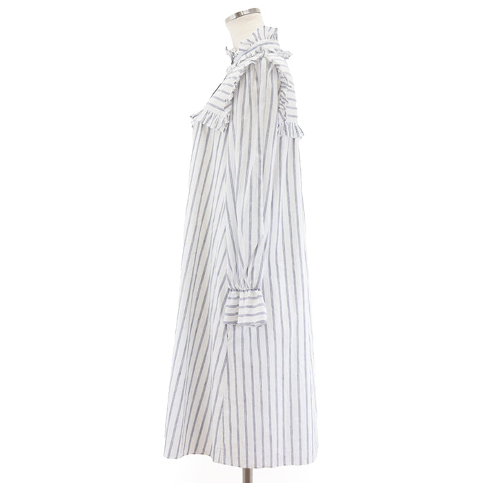 CELINE one piece [Outer material] 50% cotton, 50% linen [Lining] 100% cotton White blue Women 38 Used Authentic