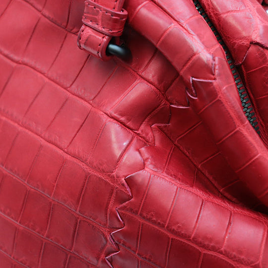 BOTTEGAVENETA Handbag leather Red Women Used Authentic