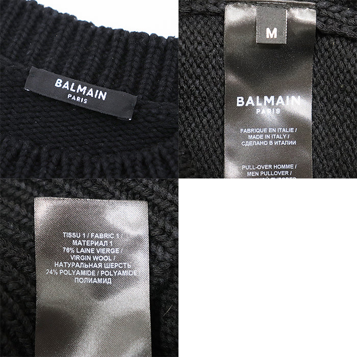 BALMAIN sweater wool Black mens M Used Authentic